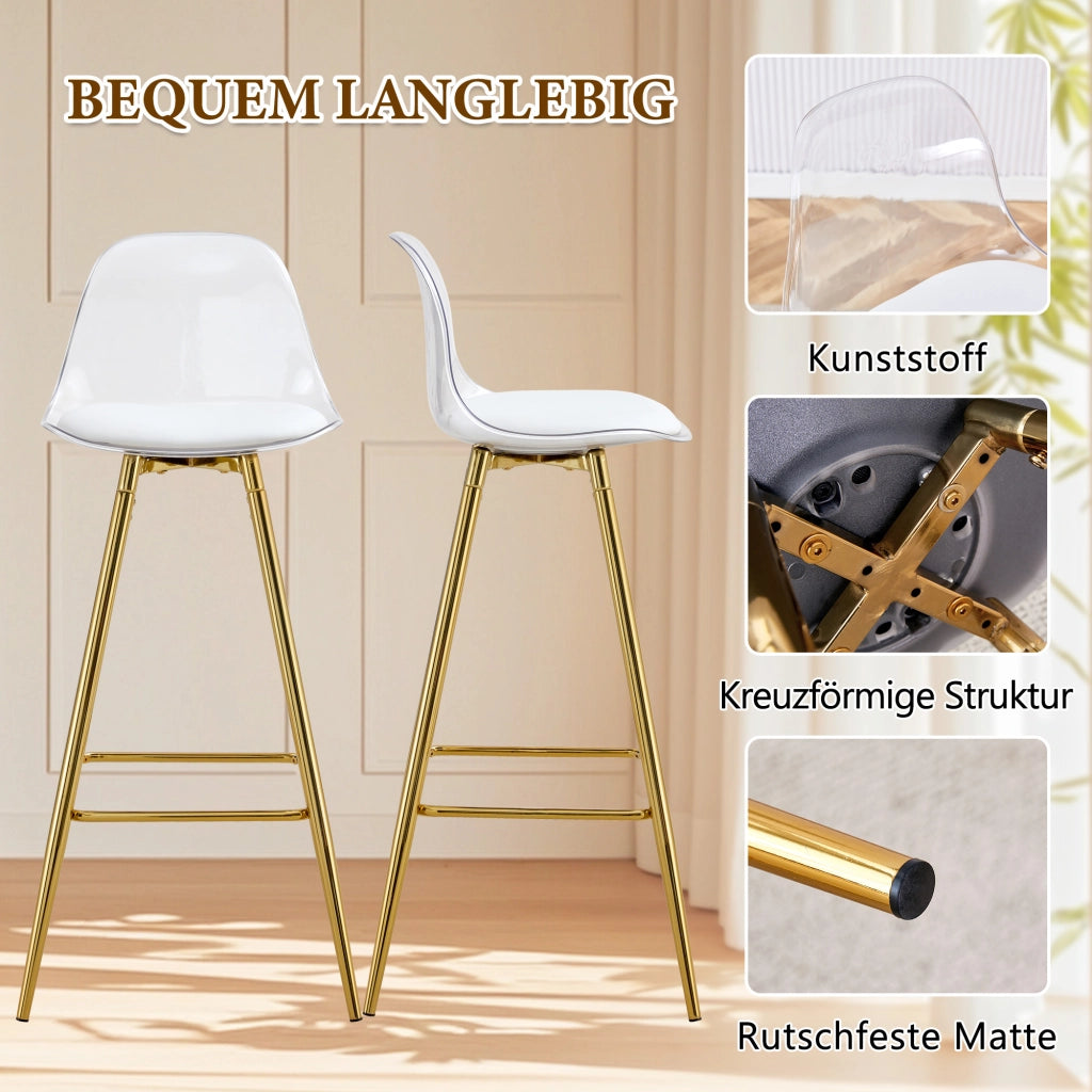 SGABELLI BAR Set da 2 pezzi Oro/Trasparente Metallo e Plastica