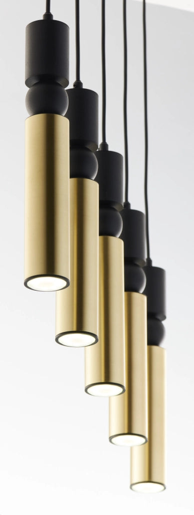 Lampada sospesa barra ALAS 100cm nero oro 5xGU10 Jupiter