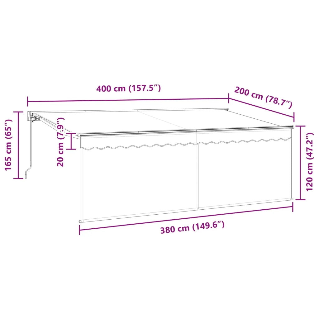 Tenda da Sole | Tenda Retrattile Antracite 400 x 200 cm Poliestere e Alluminio