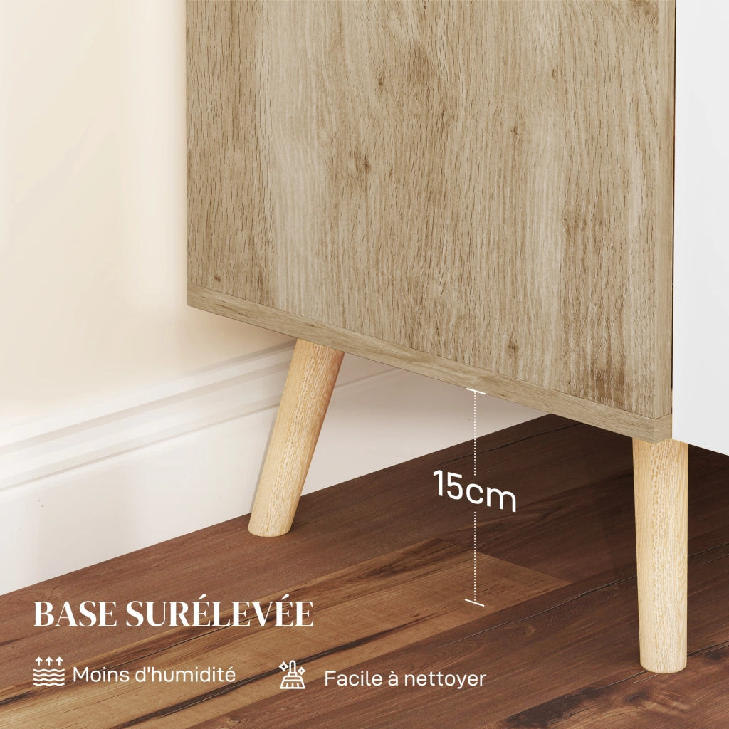 Cassettiera con ante ¨C Minimal ¨C bianco legno naturale 76x41x74