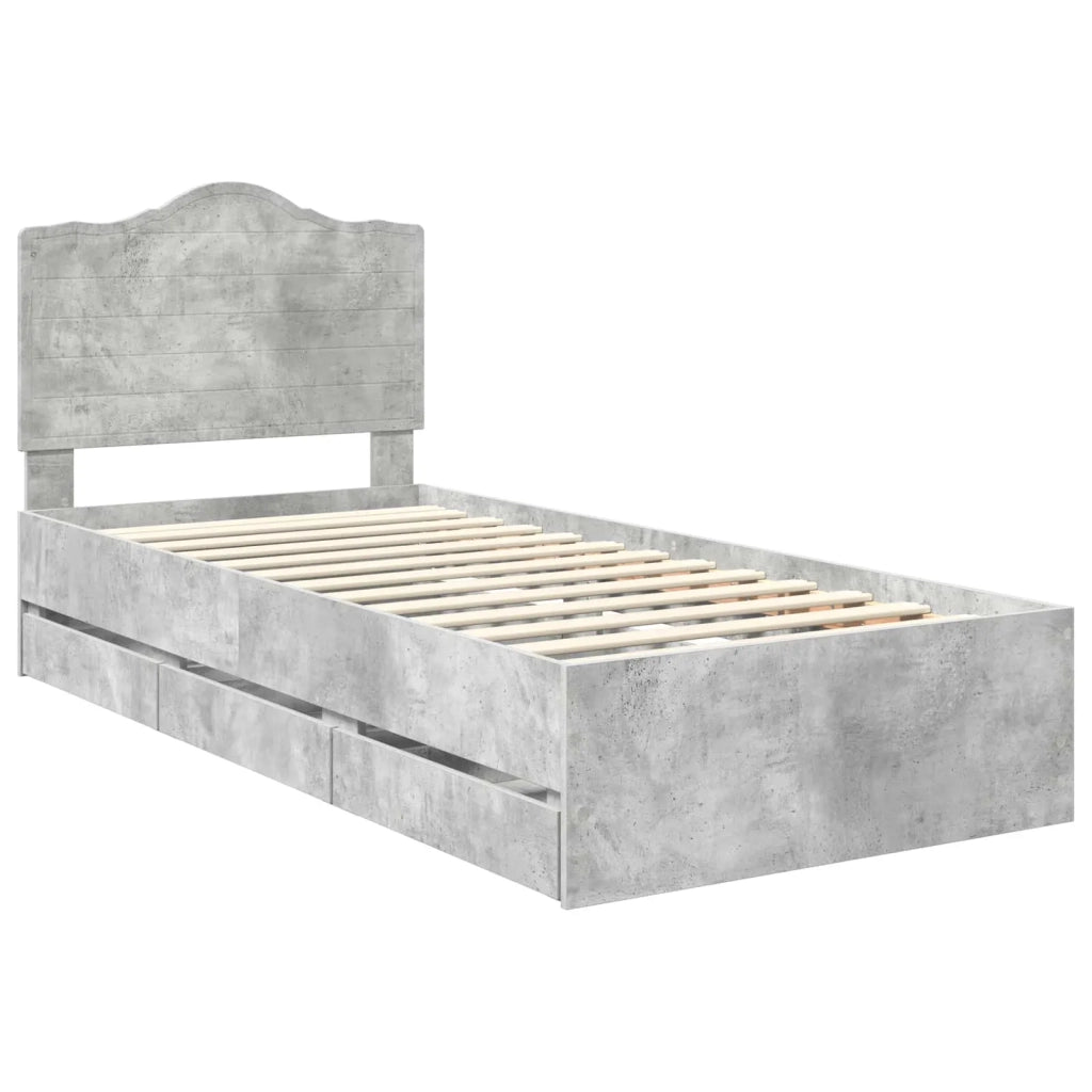 Letto singolo | Letto per adulti | Struttura del letto con cassetto Grigio Cemento 75 x 190 cm