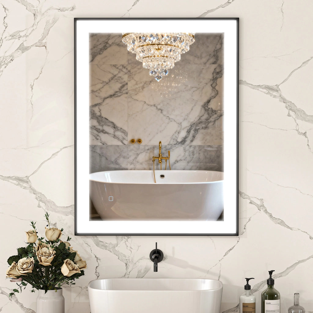 Specchio da Bagno con Luce LED 80x60 cm ¨C Xylo ¨C 3 Colori Funzione Antivaho IP44