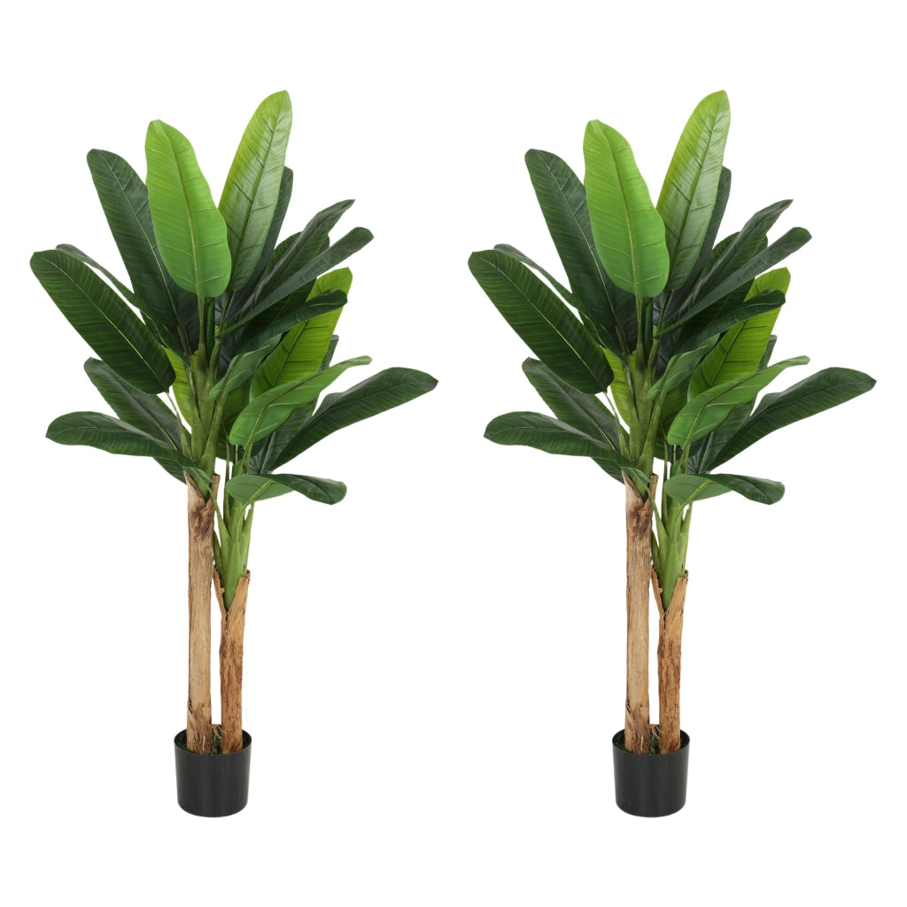 2 piante artificiali banano in vaso ¨C Minimal ¨C verde 150 cm