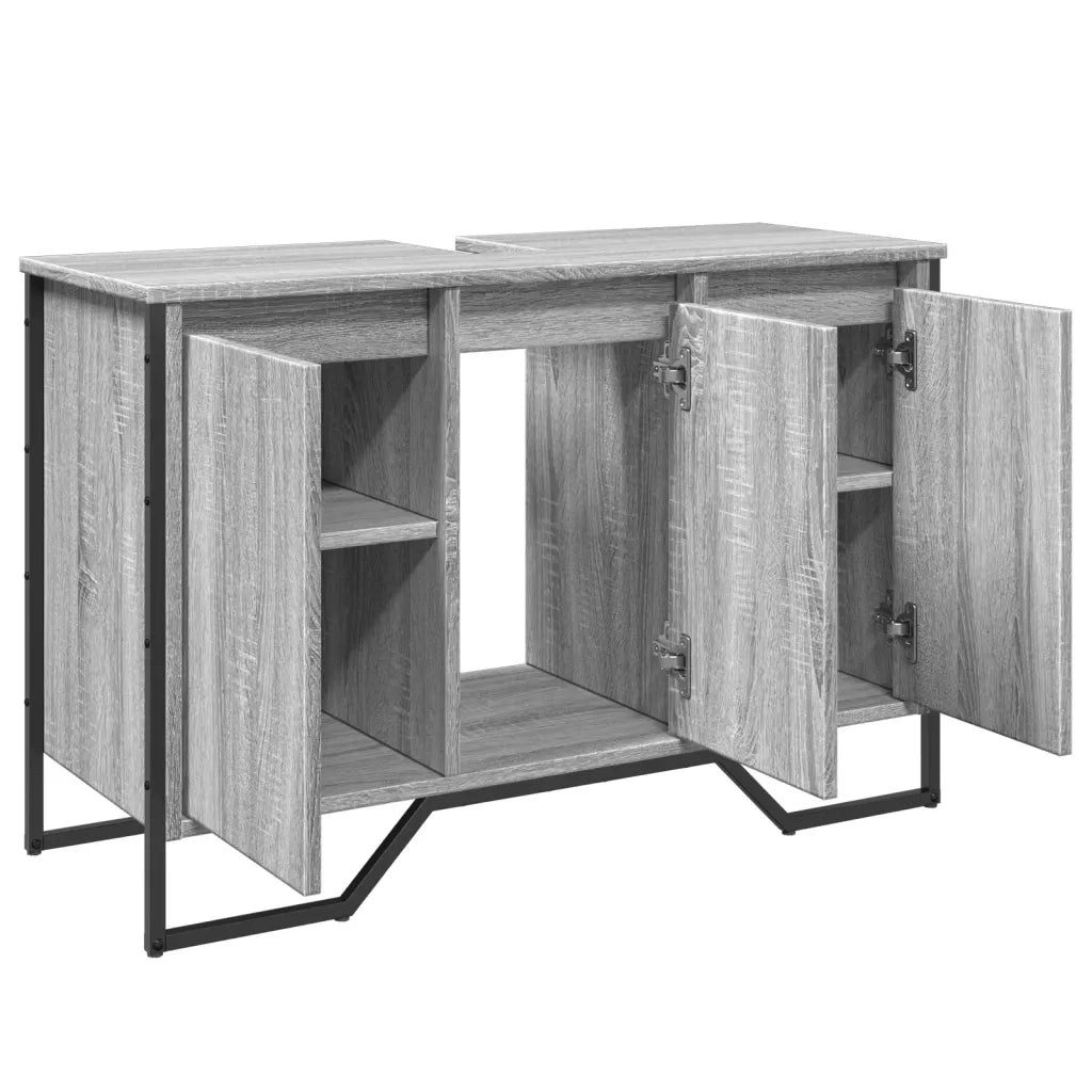 Mobile Lavabo Bagno-Armadietto da bagno Grigio Sonoma 91x35x60 cm in Truciolato 968274