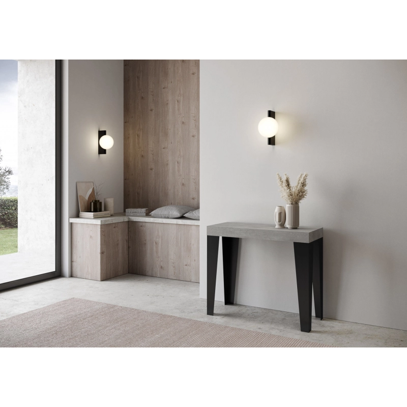 Consolle allungabile 90x40/196 cm Flame Small telaio Antracite - Cemento