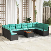 Set Divano da Giardino con cuscino 11 pcs Nero polyrattan 3347760