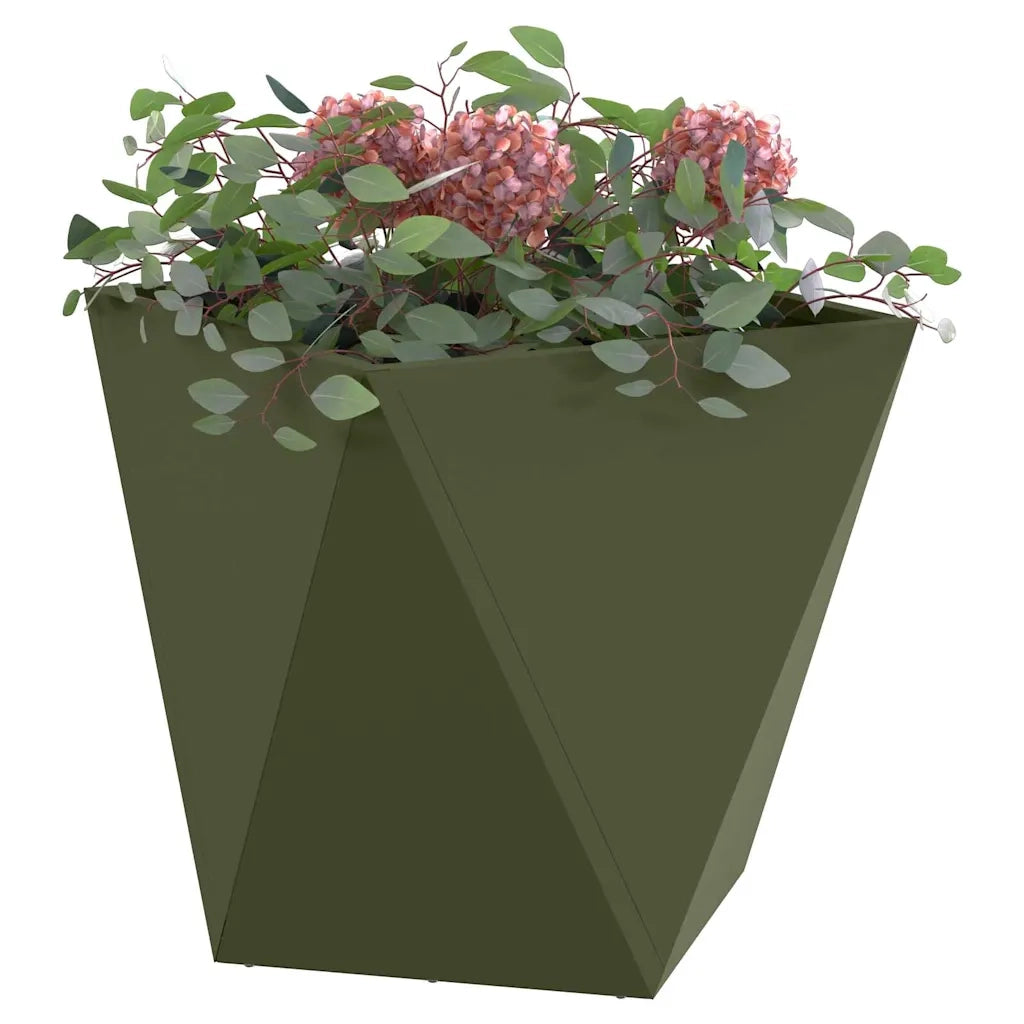 Fioriera 2 pcs Verde oliva 50 x 50 x 50 cm Acciaio 883843