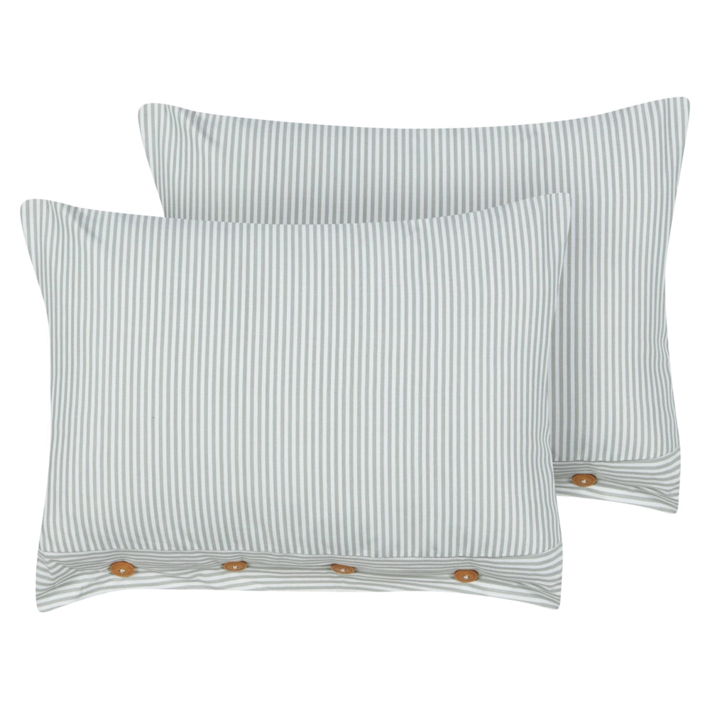 Set di 2 cuscini verde e bianco a righe quadrato con Bottoni 40 x 60 cm stile moderno