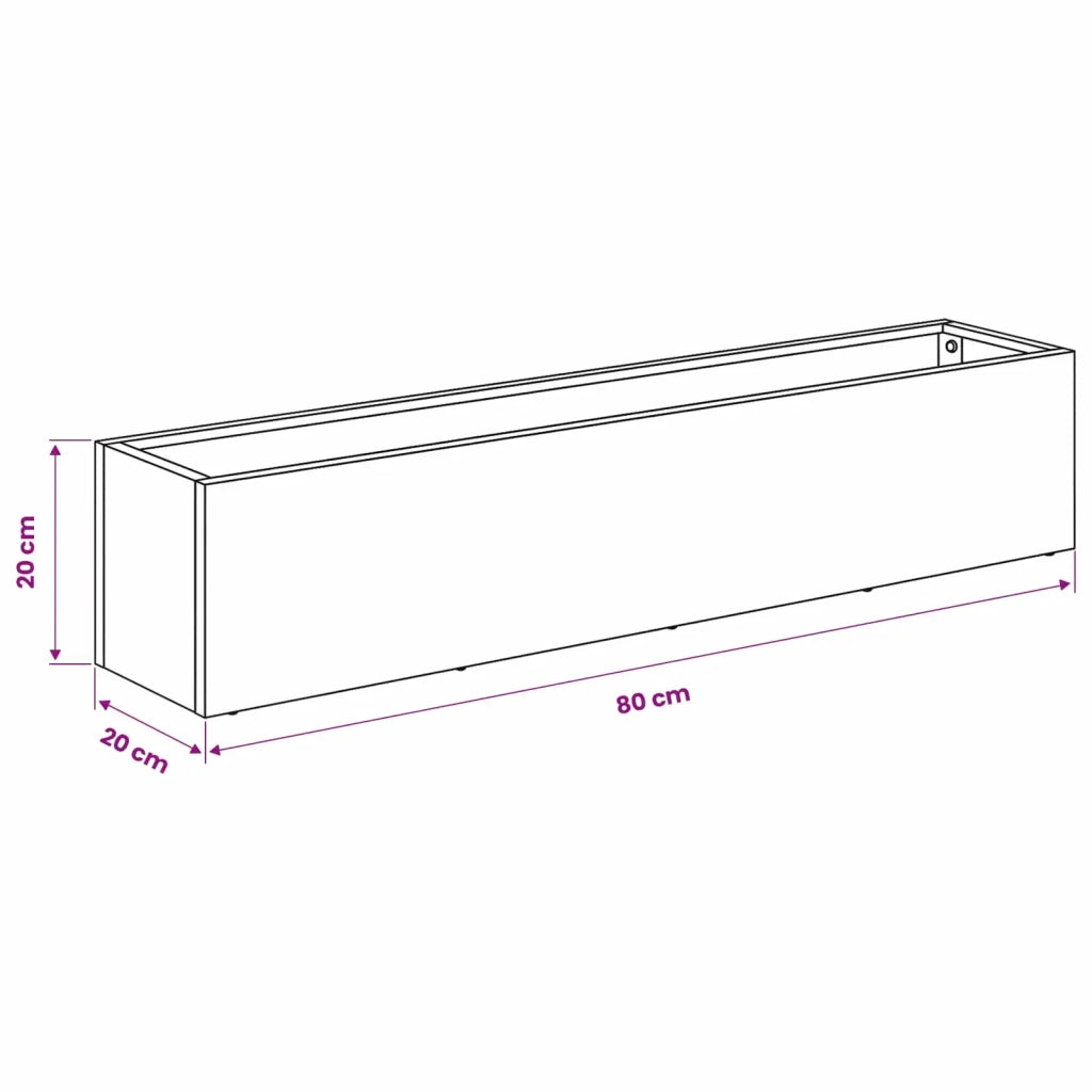 Vaso da giardino 2 pz Ruggine 80 x 20 x 20 cm Acciaio Corten 8005175