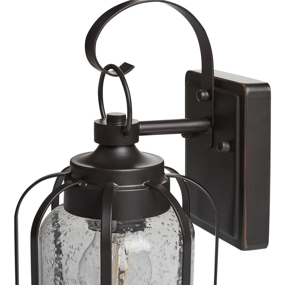 Lampada da parete esterna in metallo nero e vetro 36 cm stile retrò giardino esterno