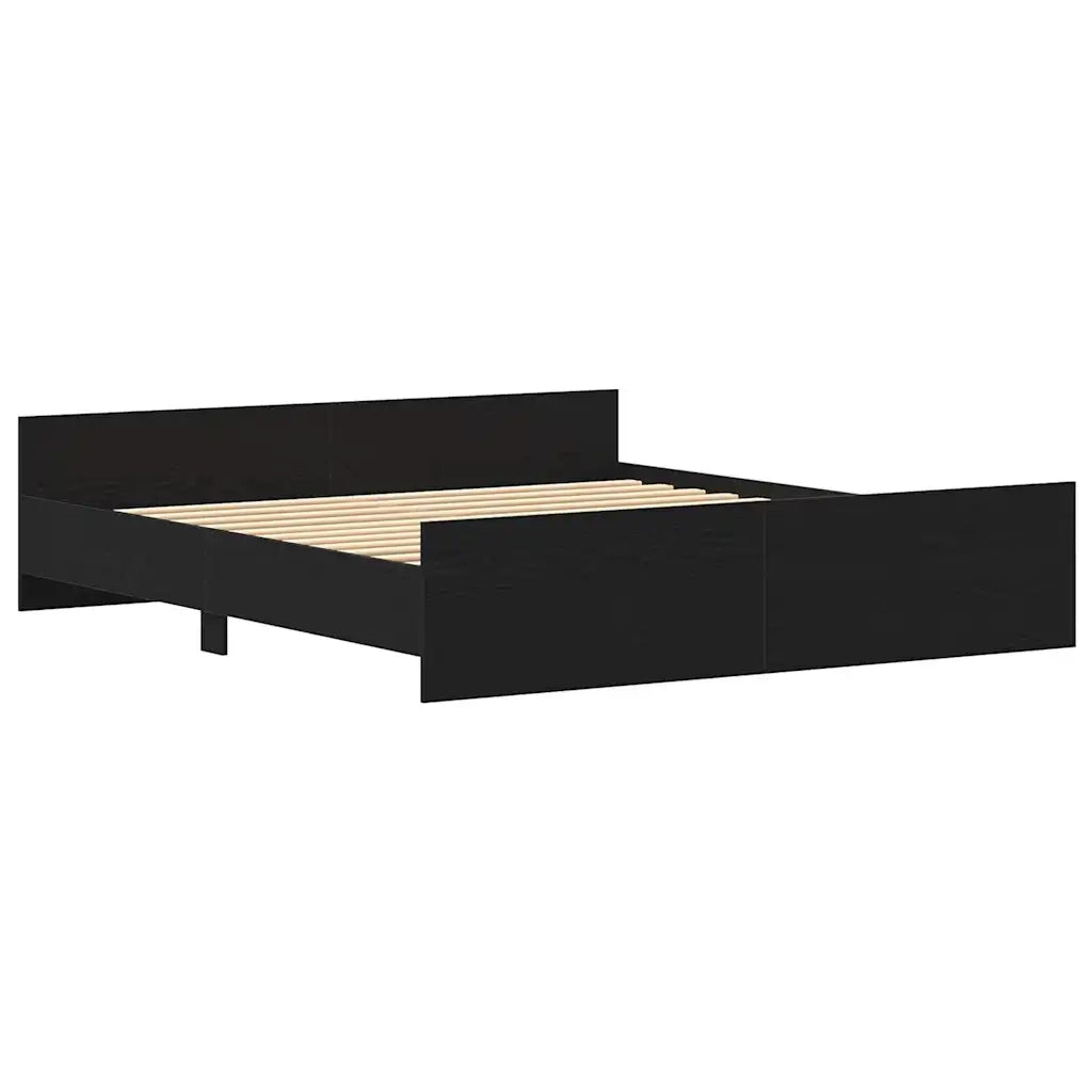 Letto matrimoniale | Letto per adulti | Struttura letto senza materasso in rovere nero 180x200 cm in legno composito