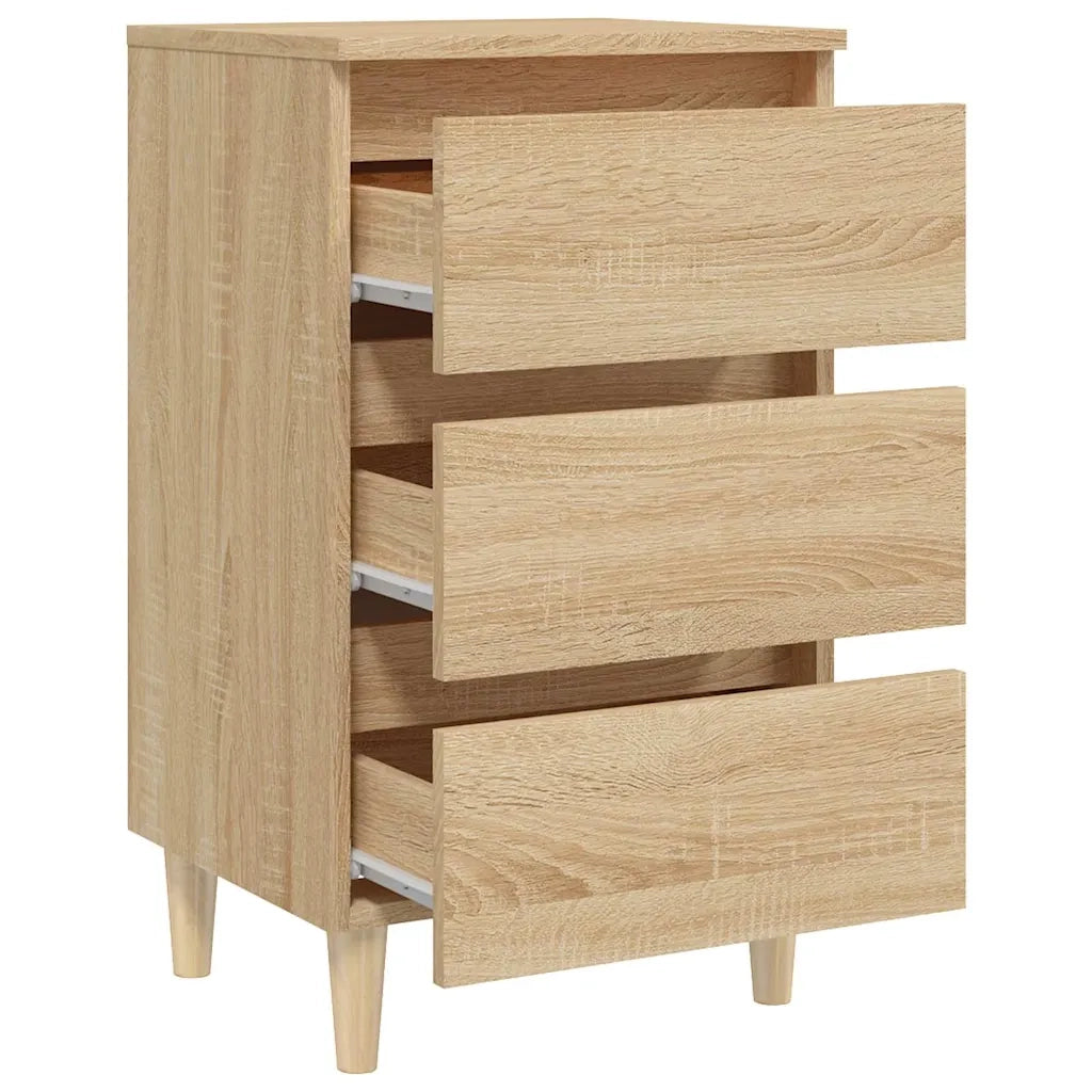 Comodino con Gambe in Legno Massello Rovere Sonoma 40x35x69 cm 805893
