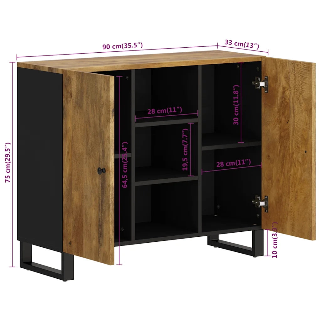 Credenza con 2 Ante-Buffet-Armadio da cucina 90x33x75 cm in Legno Massello di Mango 250843