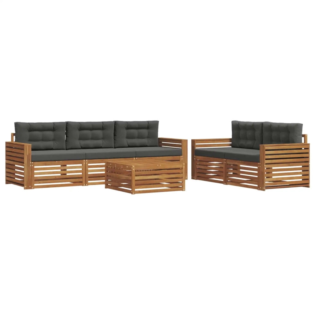 Set di divani da esterno con cuscino 6 pcs Naturale e Antracite 3373027