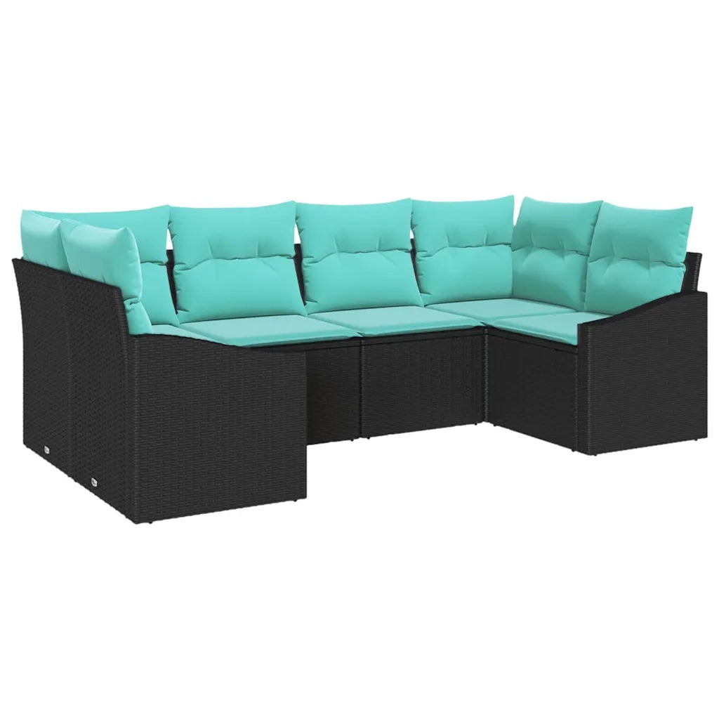 Set di divani con cuscino 6 pcs Nero polyrattan 3346866