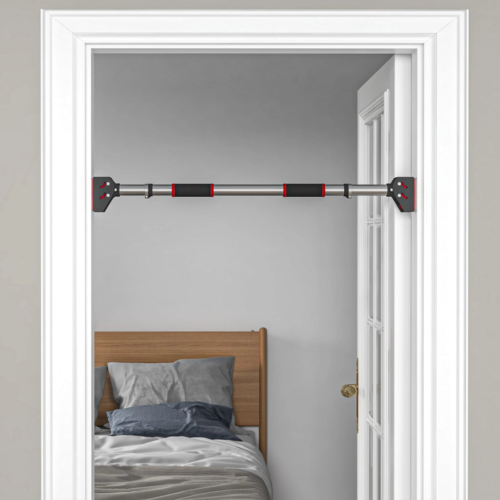 Sbarra Trazioni Porta Regolabile ¨C Xylo ¨C Acciaio Nero/Rosso 75-92cm 200kg