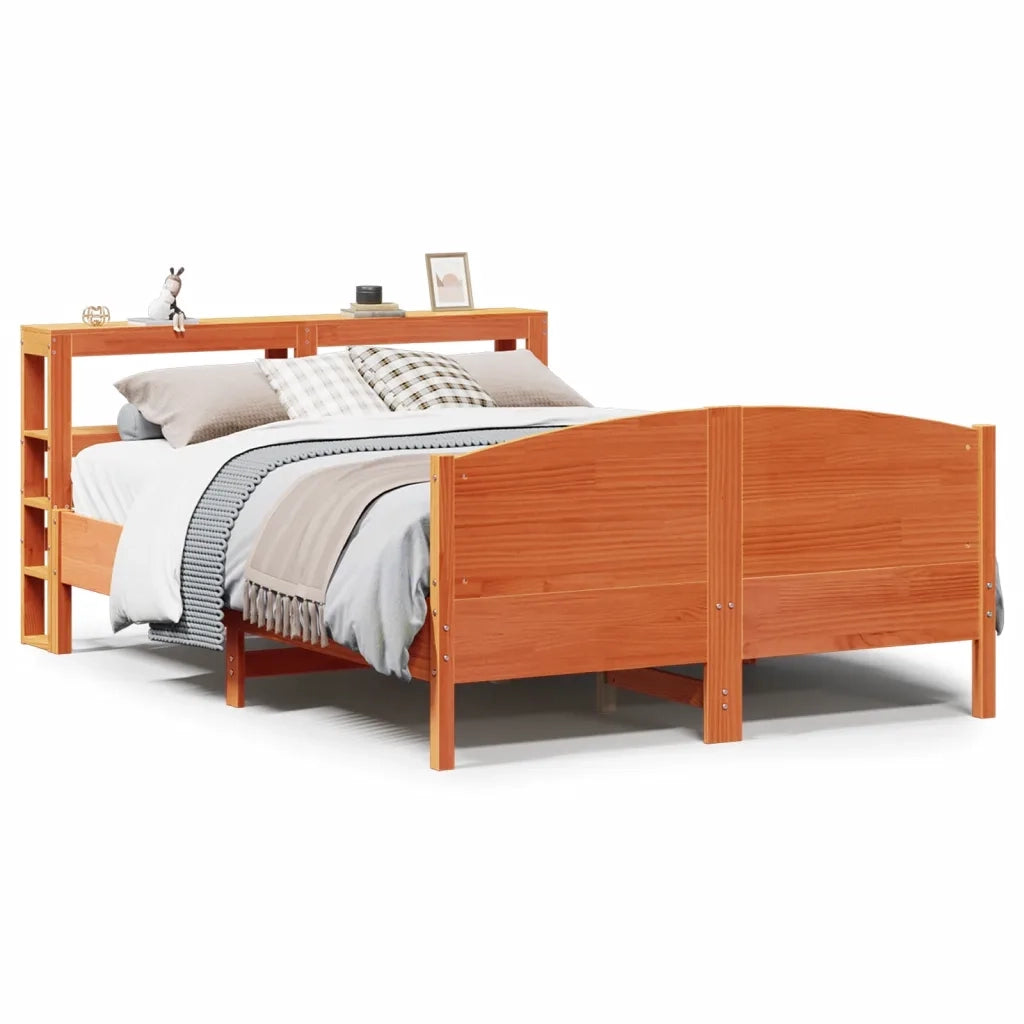 Letto senza Materasso-Struttura Letto Marrone Cera 135x190 cm in Legno di Pino 310257
