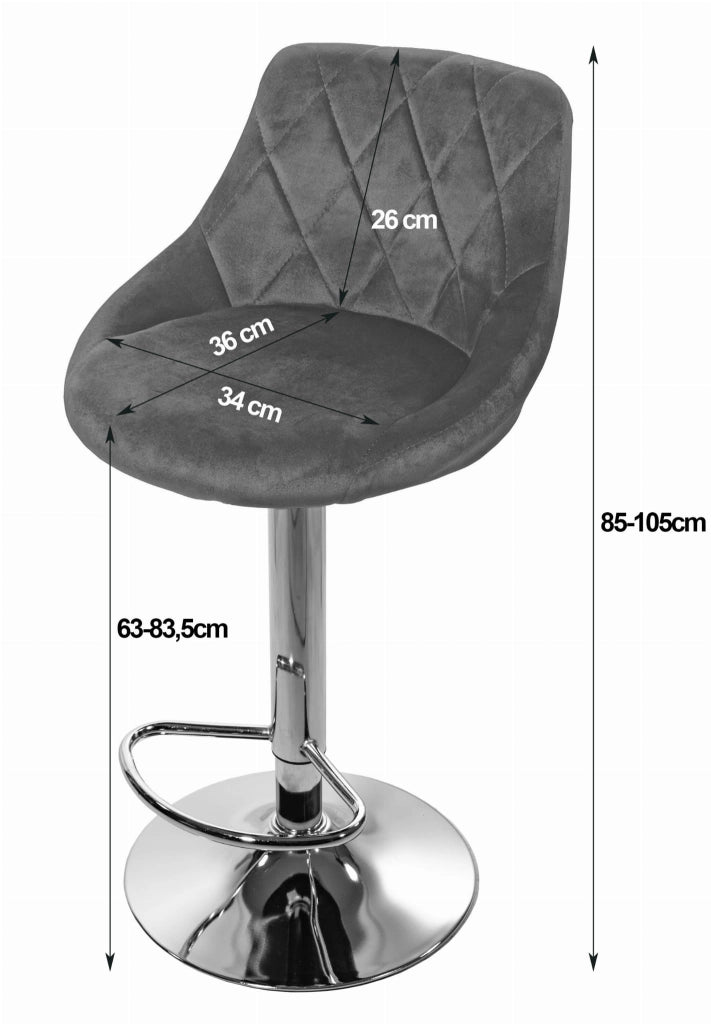 Sgabello girevole VALORA DAKA - Grigio velluto con base cromata