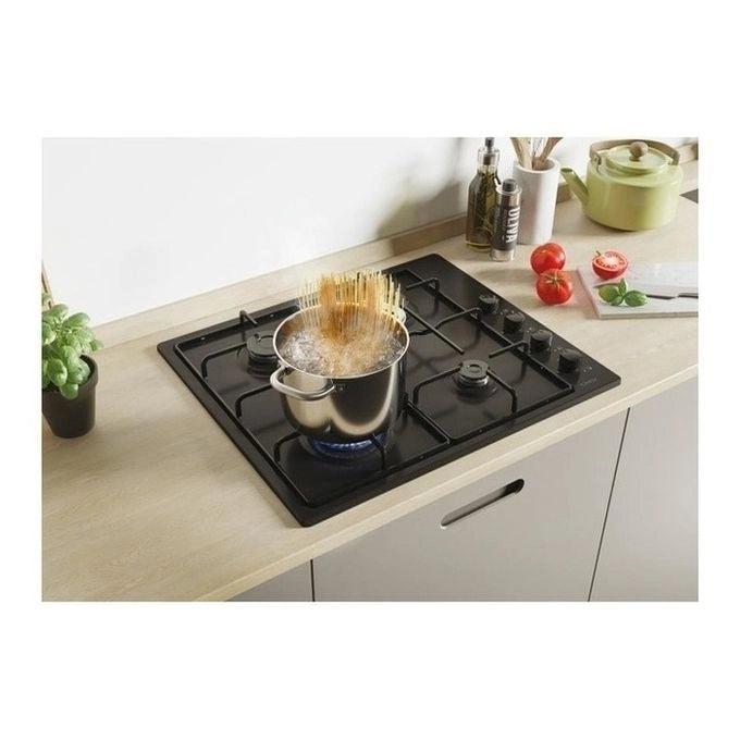 Candy CHW6LBB Piano cottura Gas 60 cm 4 fuochi Comandi Laterali Griglie Smaltate 7200 W colore Nero