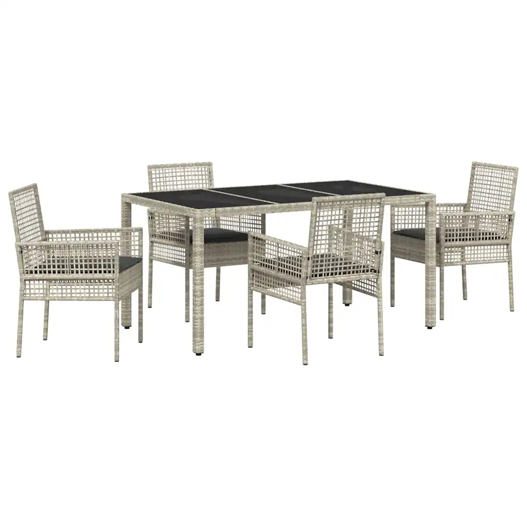 Set da Pranzo per Giardino 5 pcs Grigio chiaro polyrattan 3334897