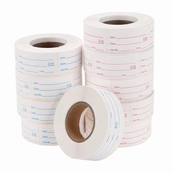 Etichette per alimenti 10 rotoli - 5000 pezzi - rimovibili - etichette per congelatore - etichette per contenitori - materiale PVC - 5 x 2,5 cm