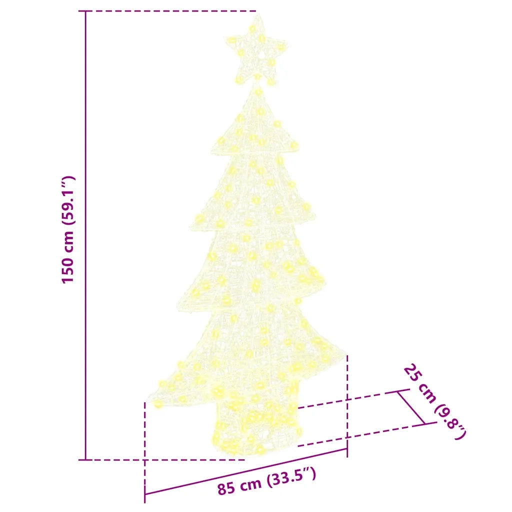 Albero di Natale con 160 LED-Luci decorative natalizie Bianco caldo 150 cm Acrilico 109524