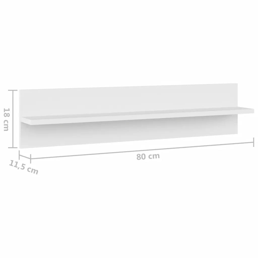 Mensole a Muro 2 pz Bianche 80x11,5x18 cm in Legno Multistrato 807333