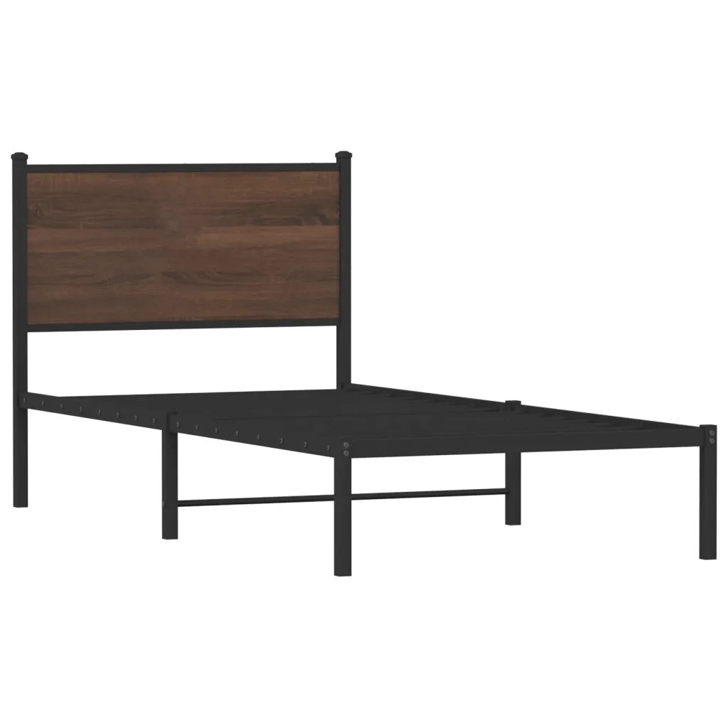 Giroletto senza Materasso-Struttura Letto in Metallo Rovere Marrone 90x190 cm 808595