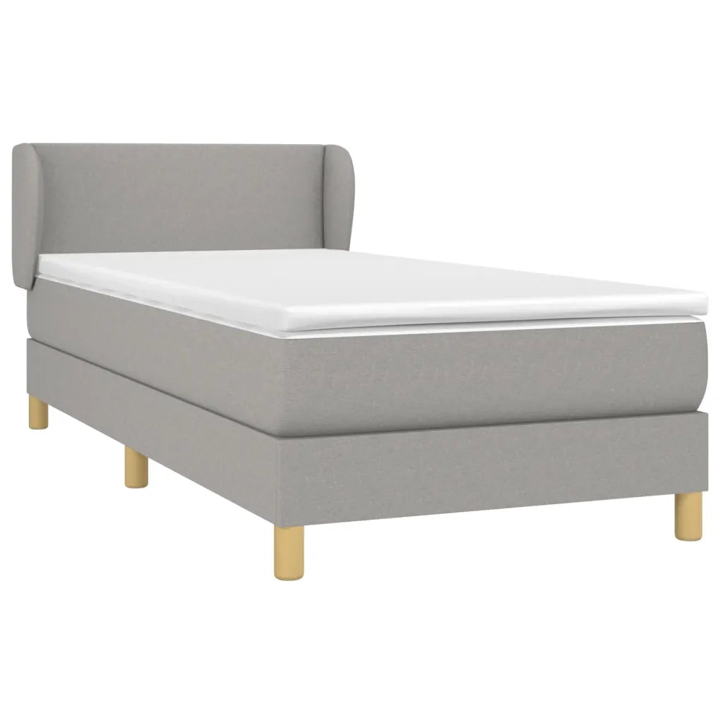 Letto singolo | Letto per adulti | Giroletto a Molle con Materasso Grigio Chiaro 80x200 cm Tessuto