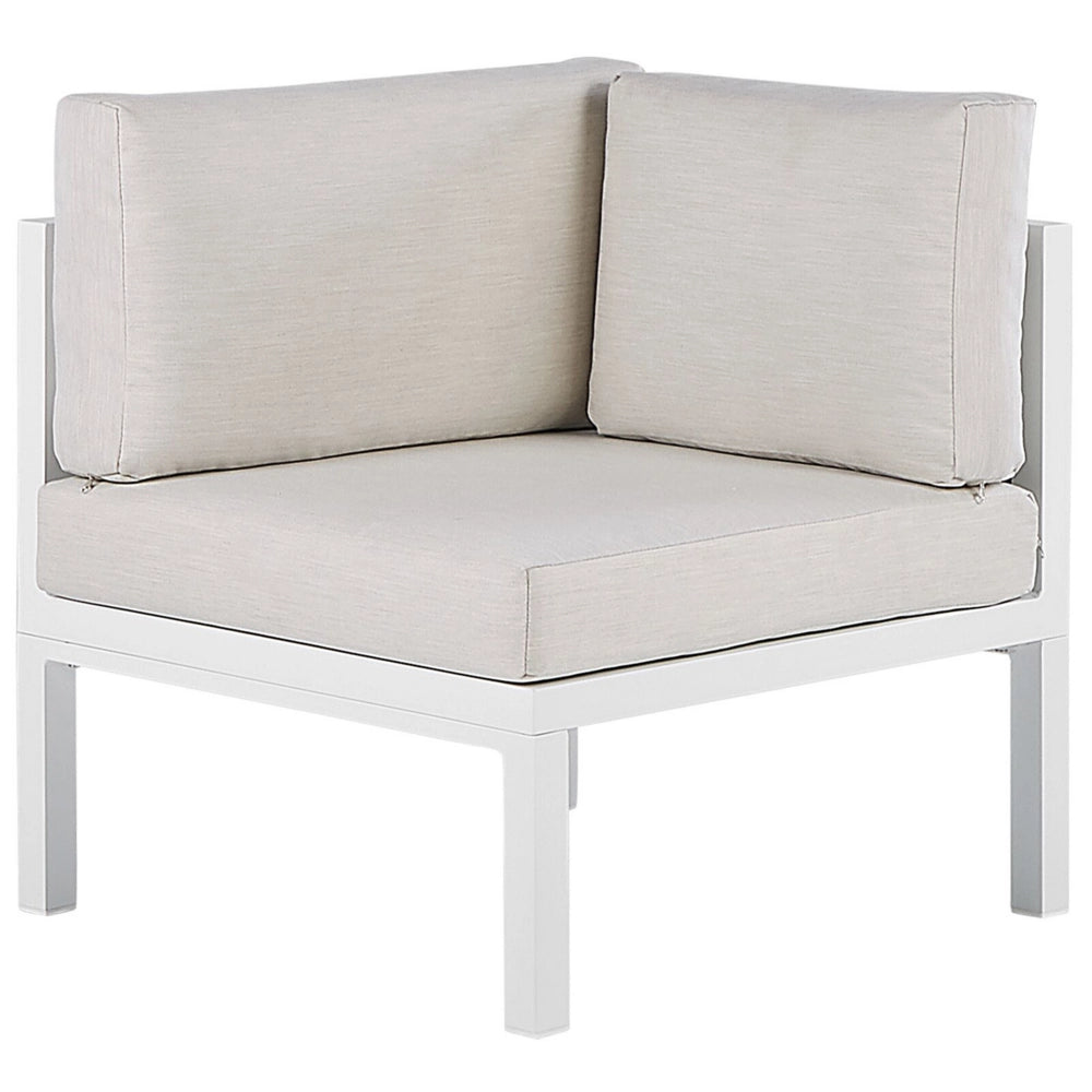 Set Salotto 4 Posti con Tavolino bianco e Marrone Alluminio 4 Posti con Cuscini moderni