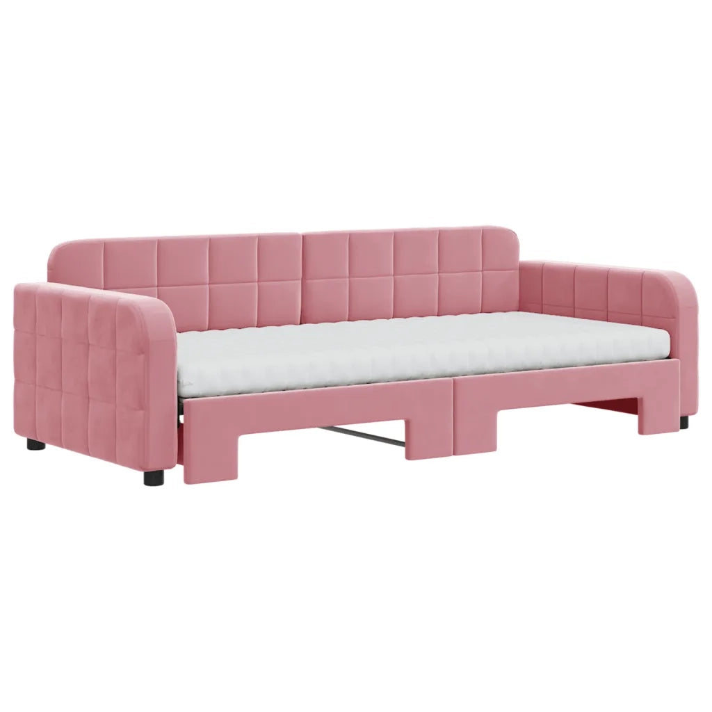 Divano Letto Estraibile con Materassi Rosa 90x200 cm Velluto 3196956