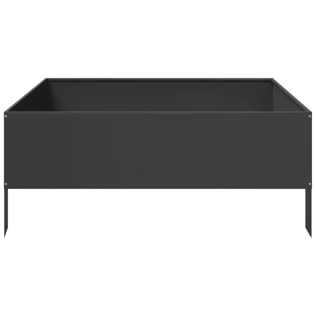 Fioriera | Cassetta per fiori | Vaso Rialzata da Giardino Nera 100x100x41 cm in Acciaio