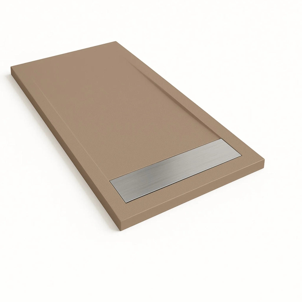 Piatto doccia Bidai con bordo 90X160 cm colore Moka RAL 1019 griglia in Acciaio