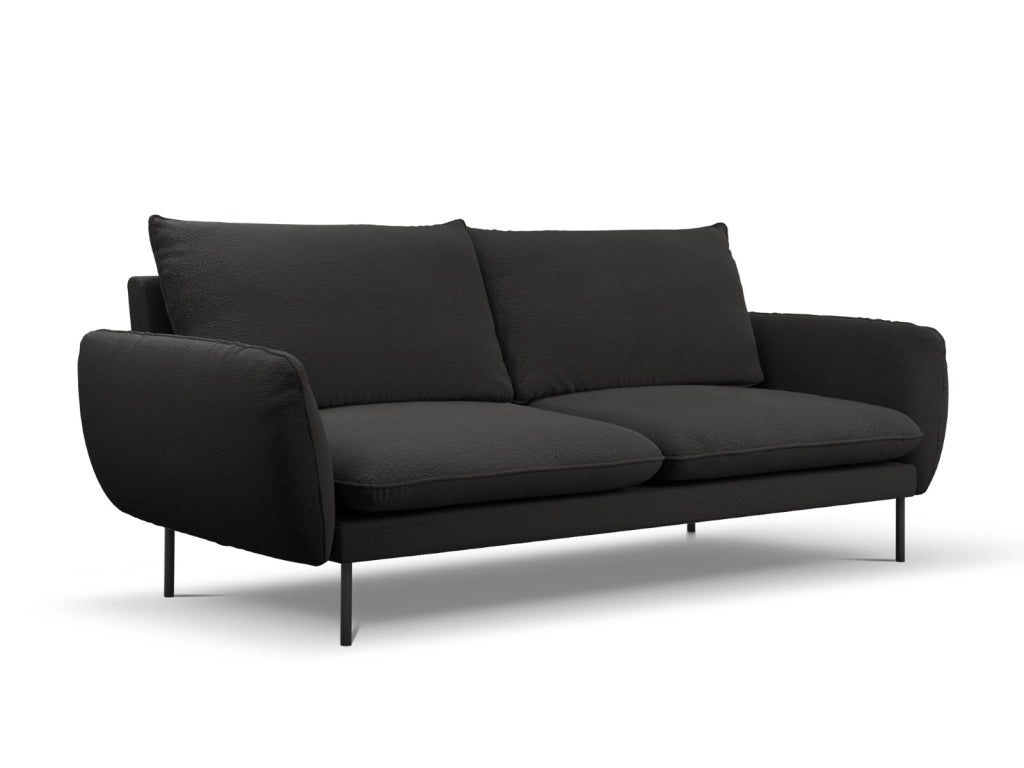 Cosmopolitan Design - Divano "Vienna" 4 posti in bouclé nero 