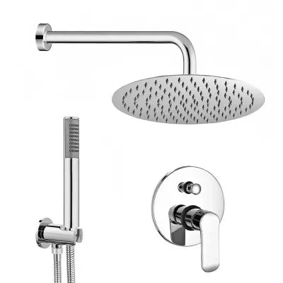 Set doccia incasso con braccio soffione tondo e kit doccino acciaio cromo  Dalila