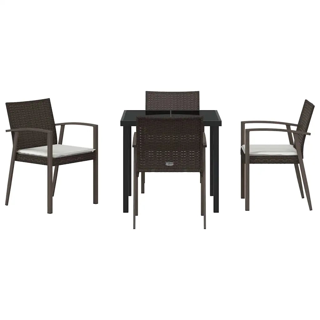 Set da Pranzo per Giardino 5 pcs Marrone e Nero Rattan in PE 3379059