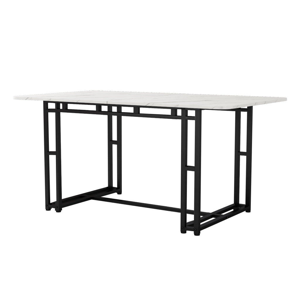 Tavolo da pranzo di lusso leggero 140x80 cm (1 pezzo), struttura in metallo, tavolo da pranzo rettangolare, tavolo da cucina moderno con gambe in meta