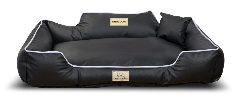 AIO FACTORY 115x95 cm KINGDOG Cuccia per cani in ecopelle nera personalizzabile