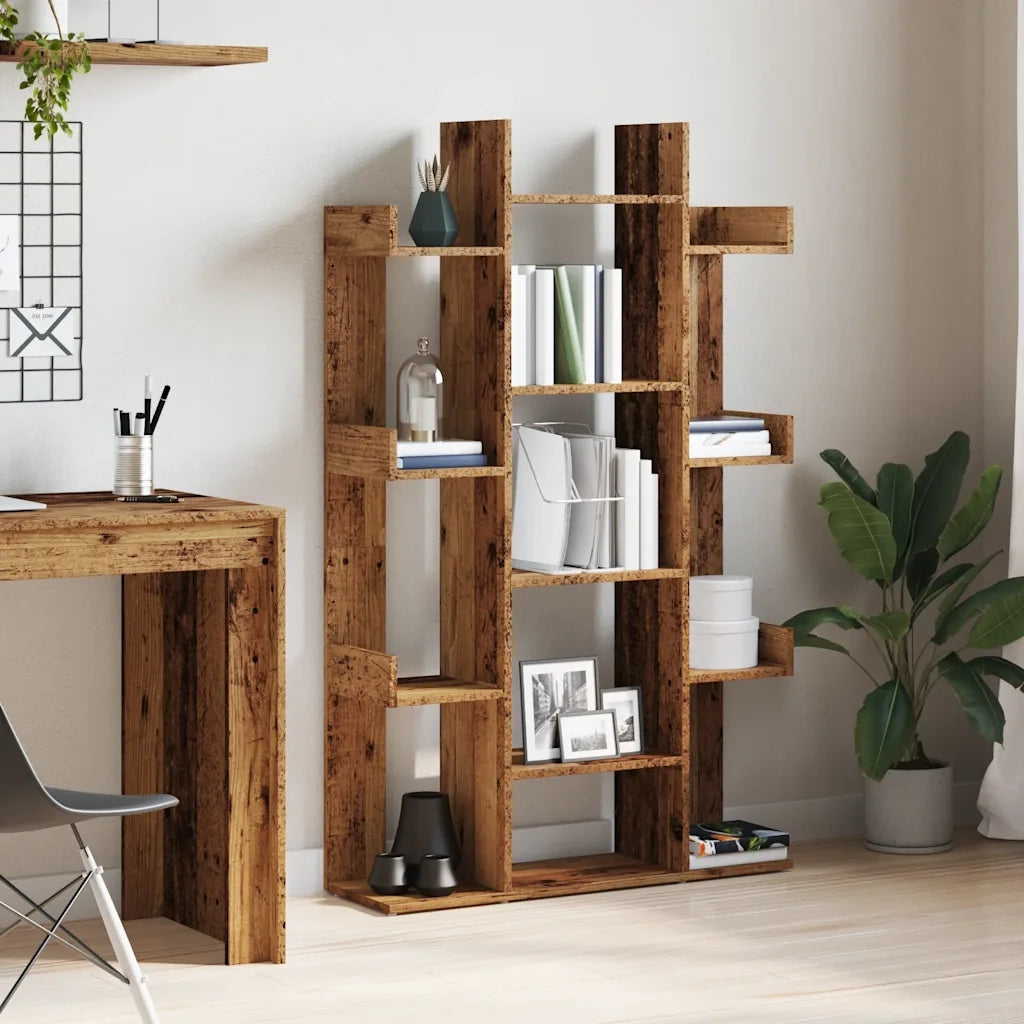 Libreria-Scaffale per Libri-Mobile di Stoccaggio Legno Antico 86x25,5x140 cm in Legno Multistrato