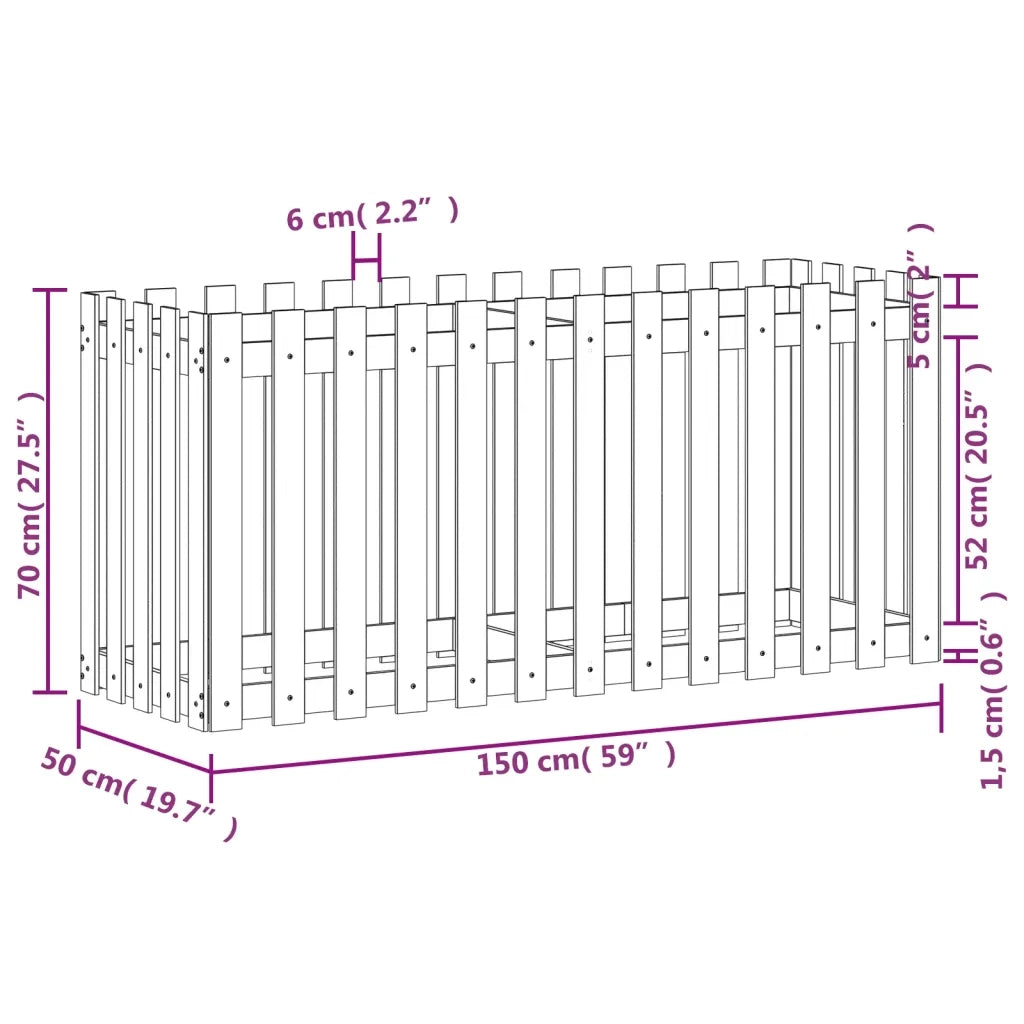 Fioriera Rialzata Giardino-Vaso da Esterno-Supporto per Vaso Recinzione 150x50x70cm Legno Douglas