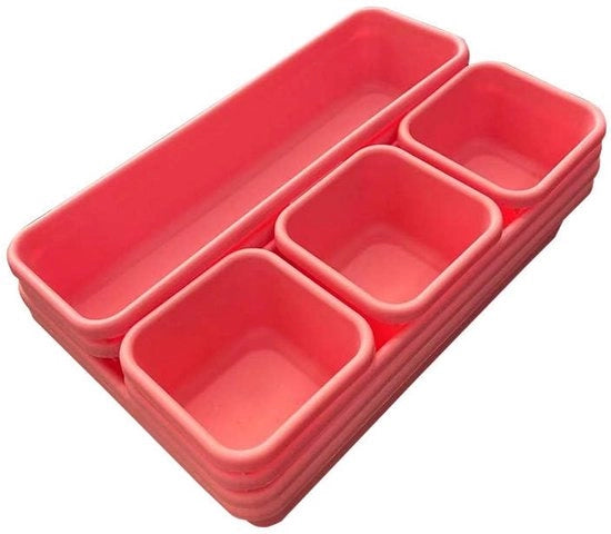 Organizzatore di carreggiata da 1 set (8 pezzi), scatola di archiviazione, sistema di separazione per spazi di archiviazione, soggiorno, bagno, cucina, plastica, colori moderni (rosa)