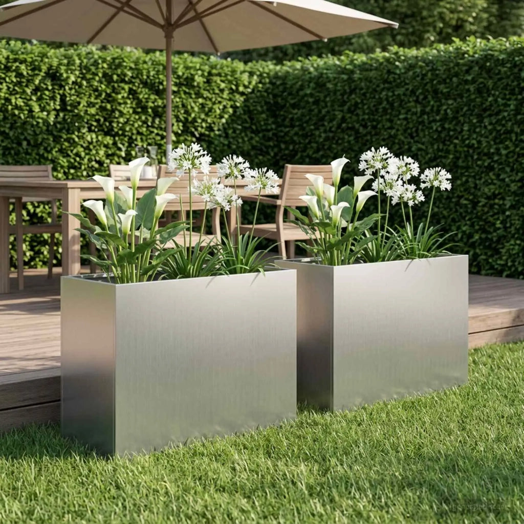 Vaso da giardino 2 pz Argento 60 x 30 x 50 cm Acciaio zincato 8005579