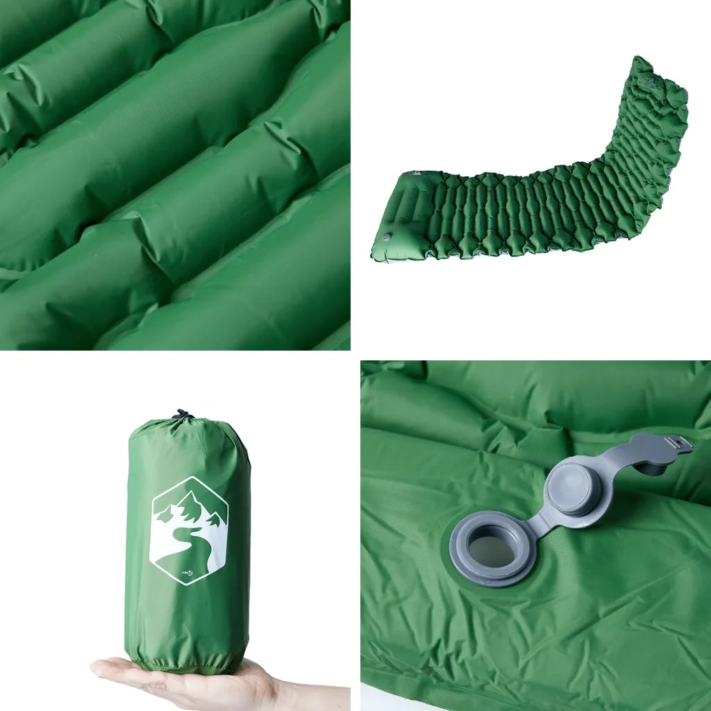 Materasso Campeggio Autogonfiabile con Cuscini 1 Persona Verde 4007106