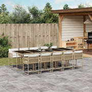Set da Pranzo da Giardino 11 pz con Cuscini Beige in Polyrattan