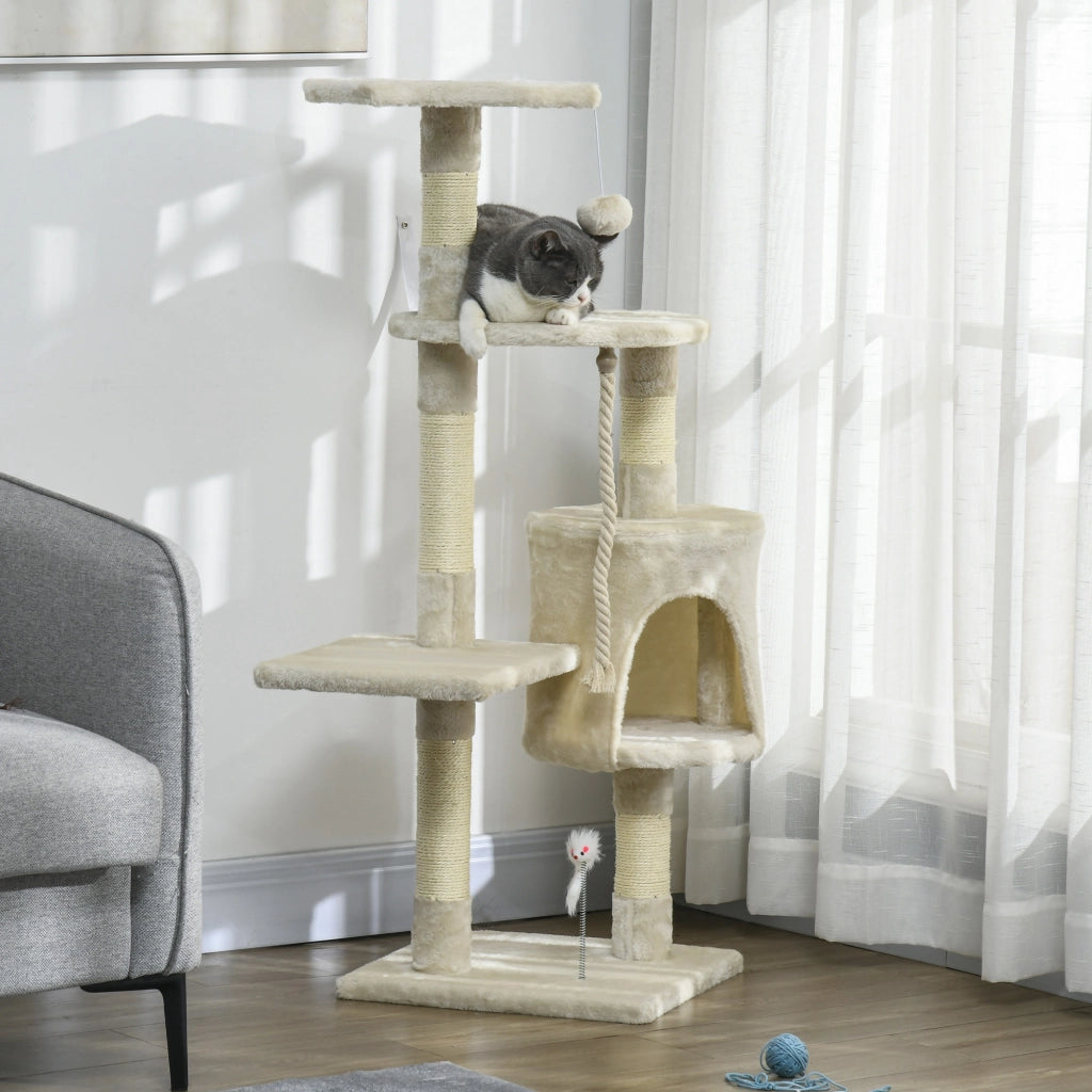 Tiragraffi per Gatti con Cassetta ¨C zephmum ¨C Beige 40x40x116 cm