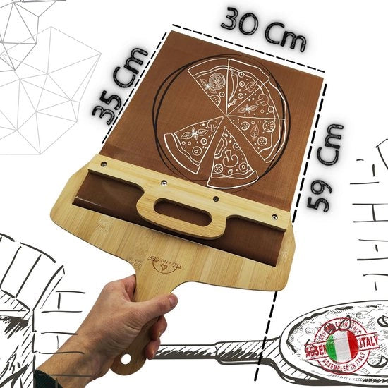 Spiedino per pizza – Spatola per pizza con superficie antiaderente – Spatola per pizza con manico – Utilizzabile anche come piatto per pizza – Spatola per pizza in legno - Ottiene un perfetto risultato – 42 x 30 cm
