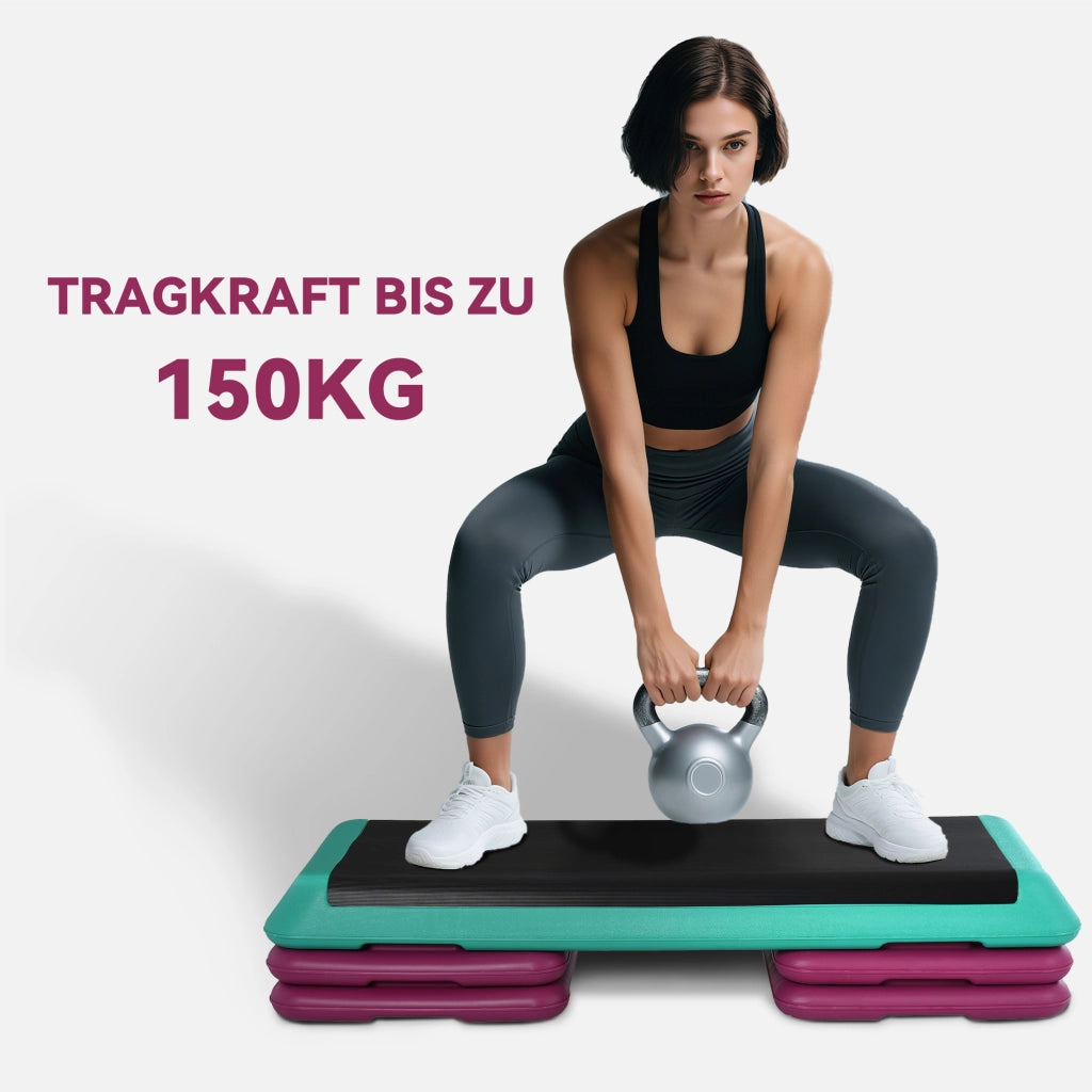 Step Fitness Regolabile ¨C Xylo ¨C 3 Livelli Altezza 10/15/20cm Antiscivolo Nero Verde Viola