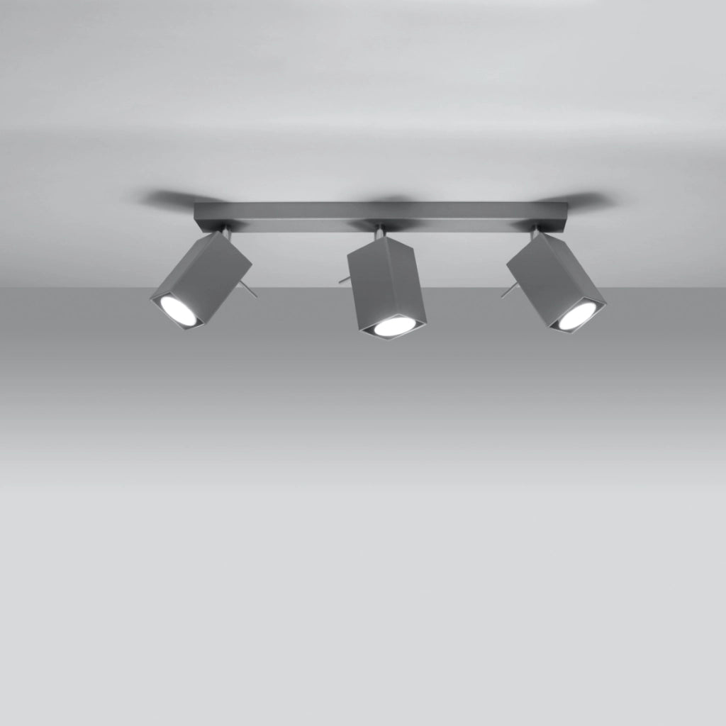 Lampada da soffitto in acciaio stile industriale MERIDA 3x GU10 regolabile grigio