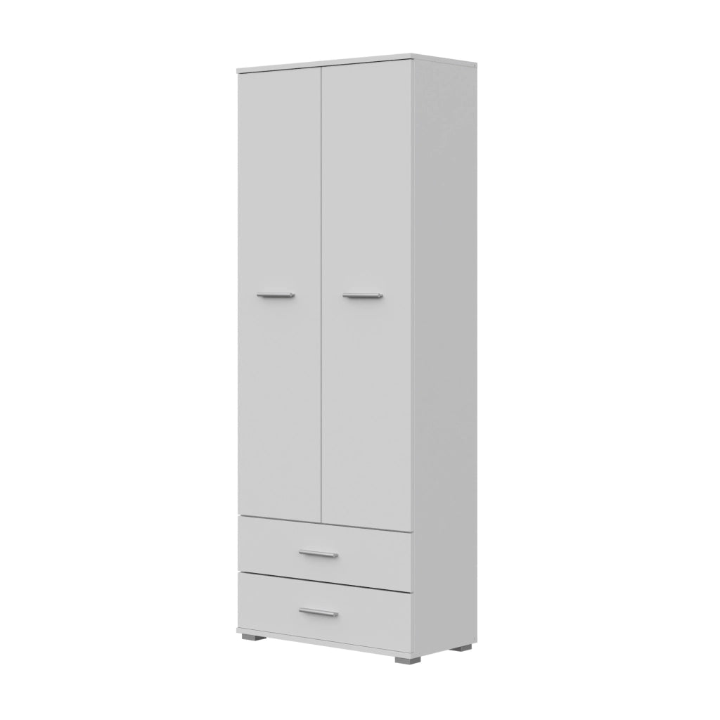 Armadio FAUSKE - 2 Cassetti - Bianco - Larghezza 69 cm, Altezza 180 cm, Profondit? 36 cm