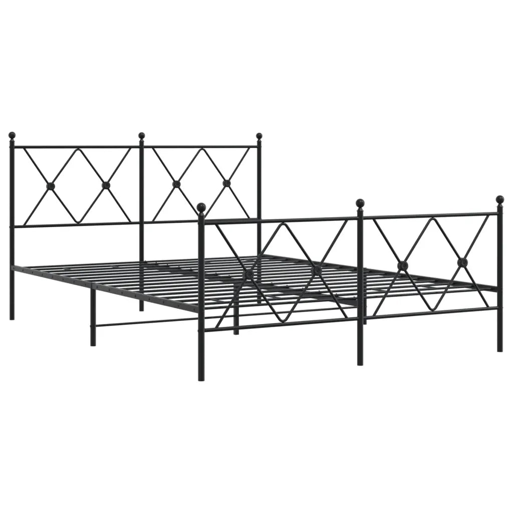 Letto matrimoniale | Letto per adulti | Giroletto con Testiera e Pediera Metallo Nero 140x190 cm
